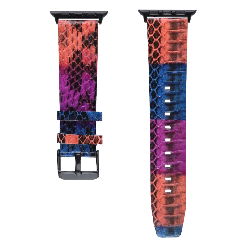 Colorful Кожаный ремешок ручной работы из натуральной змеиной кожи для Apple Watch 38 мм 40 мм 42 мм 44 мм кожаный браслет для iWatch ремешок серии 1 2 3 4 - Цвет ремешка: Colorful