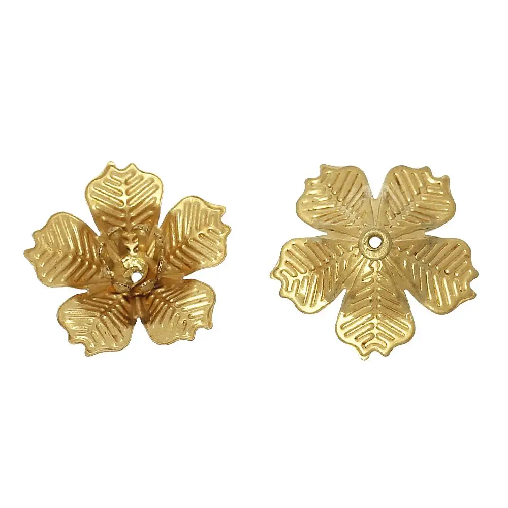 

DoreenBeads Brass Beads Caps Flower Brass Tone (Fits 4mm Beads) 18mm( 6/8") x 17mm( 5/8"), 2 Pieces