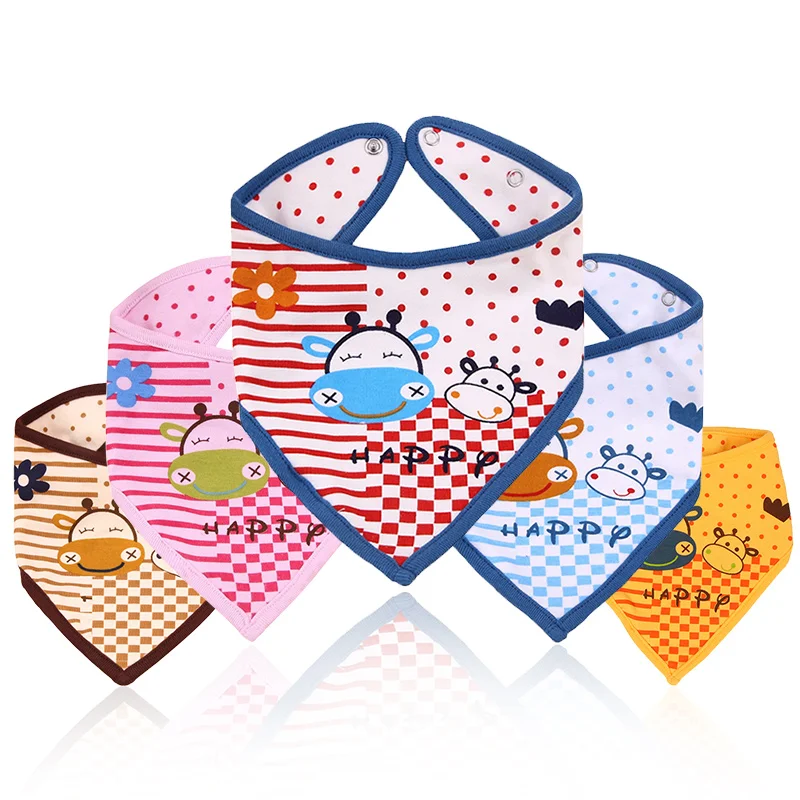 4 шт. Детские Мультяшные нагрудники корова Детская бандана хлопок Двусторонняя