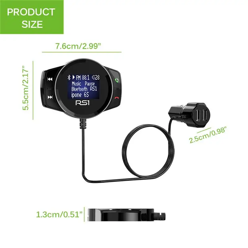 FM Bluetooth Автомобильный передатчик беспроводной экран 1,4 дюймов дисплей Mp3 плеер Hands Free быстрое USB зарядное устройство двойной радио модулятор