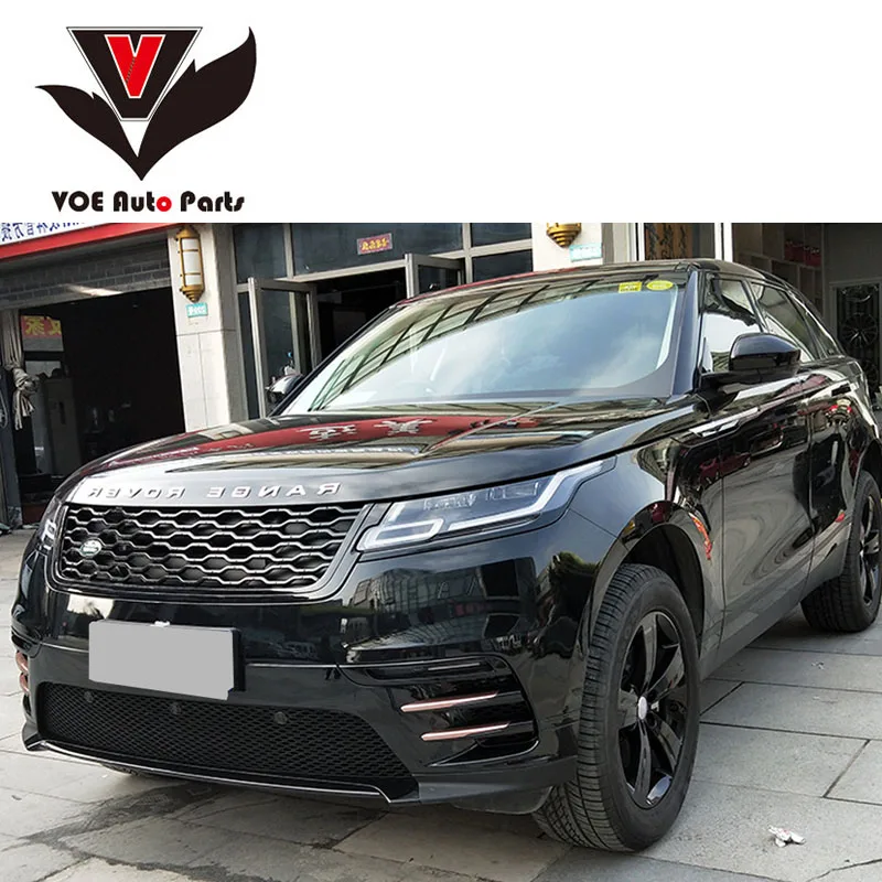Глянцевая черная передняя решетка гриль Velar из АБС пластика для Land Rover Range 2017 2018