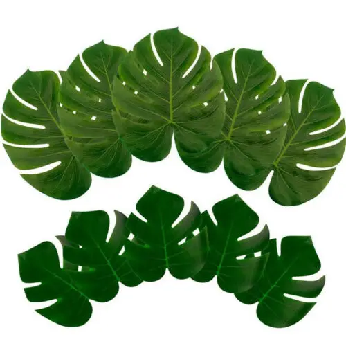 12 шт. популярные зеленые искусственные тропические листья пальмы Гавайские