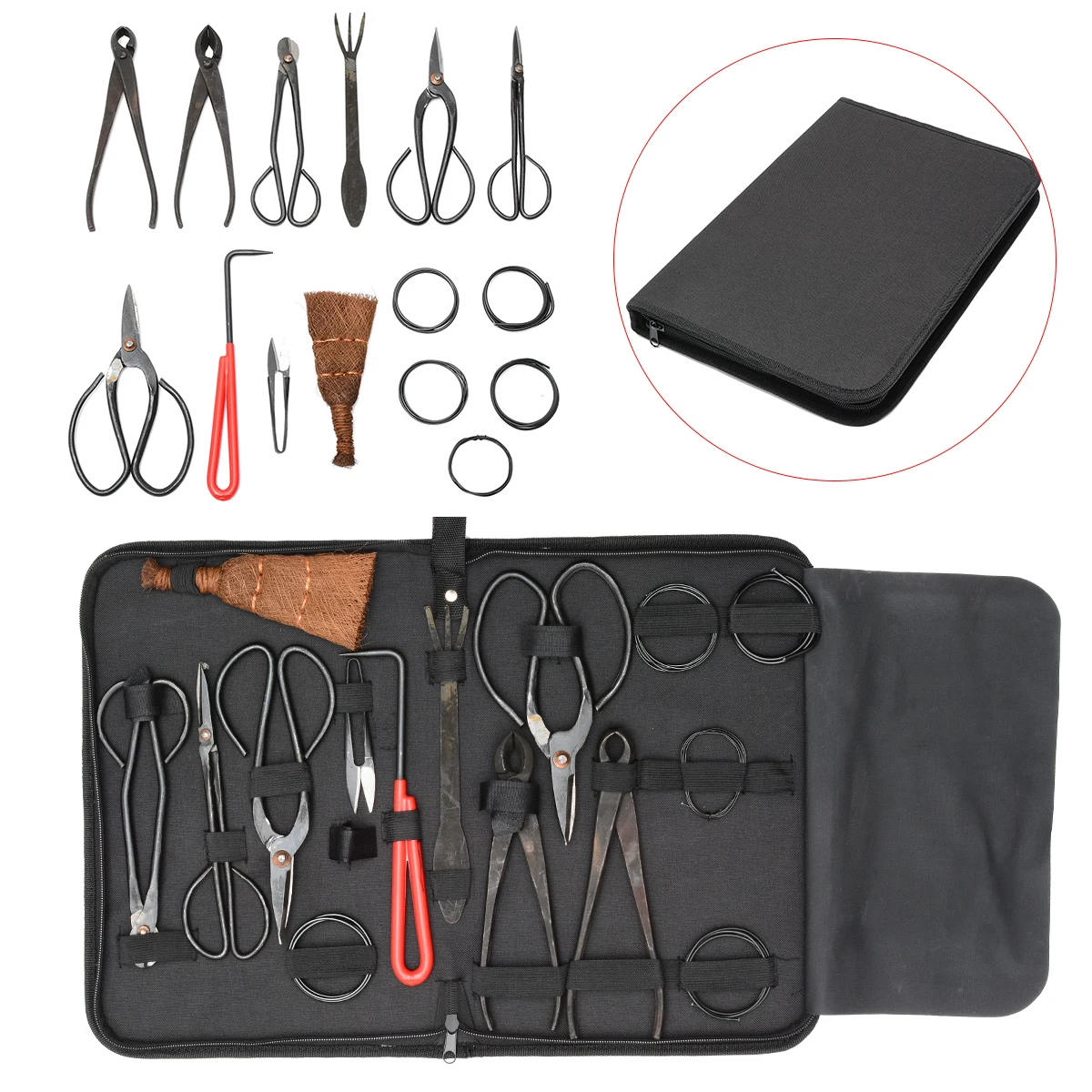 10Pcs Bonsai Tool Set Carbon Steel Extensive Cutter Scissors Kit With Nylon Case For Garden Pruning Implements | Инструменты