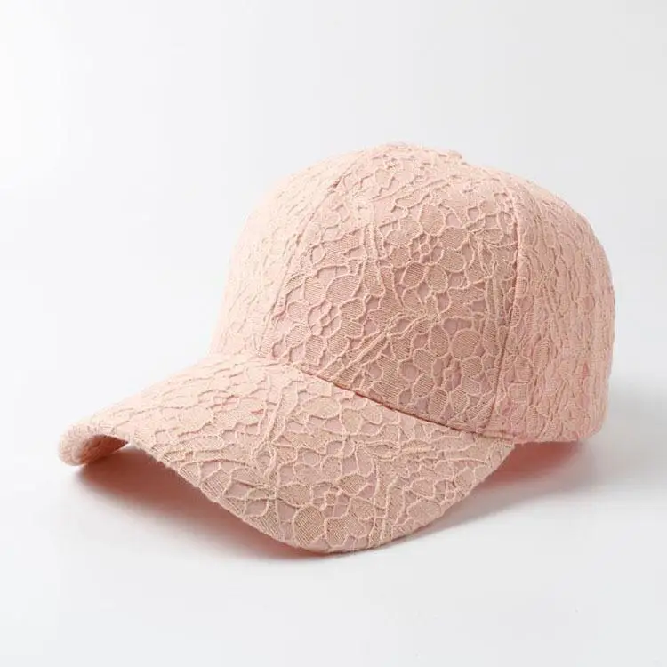 Модные Бейсбол шляпа хлопок кружева Твердые Для женщин Snapback шапки любовника Спорт на открытом воздухе Повседневное солнца Шапки нейлон крепежная лента - Цвет: Pink