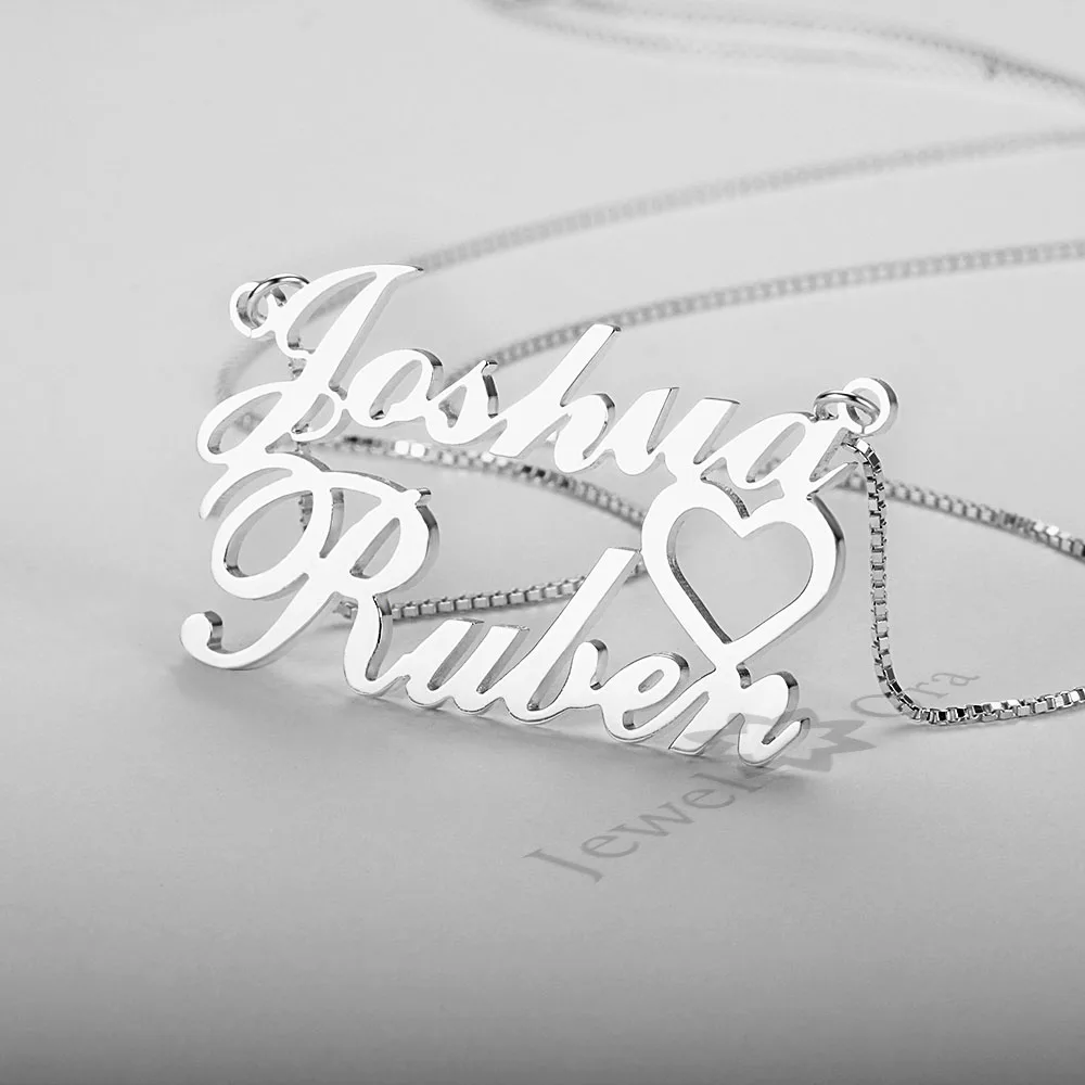На заказ для влюбленных 2 имени ожерелье подвеска с сердцем аксессуары