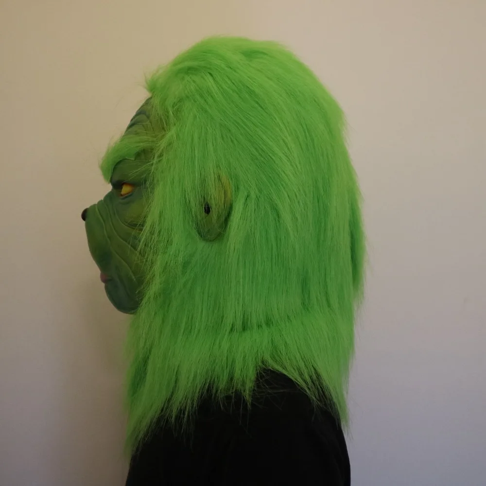 Рождественские костюмы, косплей Grinch костюмная Маска Косплей латекс Необычные взрослые рождество
