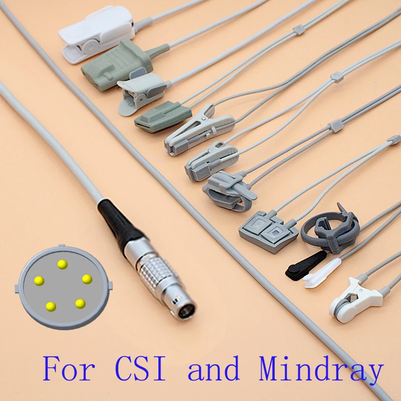 Compatible Criticare CSI and Mindray Spo2 sensor cable for adult/pediatric/child/Neonate/veterinary Lemo 5P FGG.1B to monitor. |