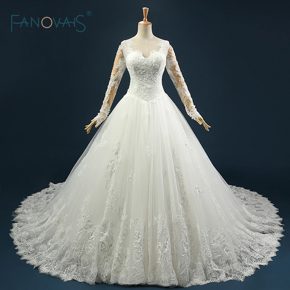 

Real Sample Gorgeous Keyhole Back Ball Gown Puffy Bridal Wedding Gown Lace Appliques Lovely Wedding Gowns robe de mariage ASAW29