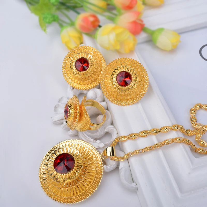 Женский комплект ювелирных украшений Shamty Подарочный из чистого золота с темно