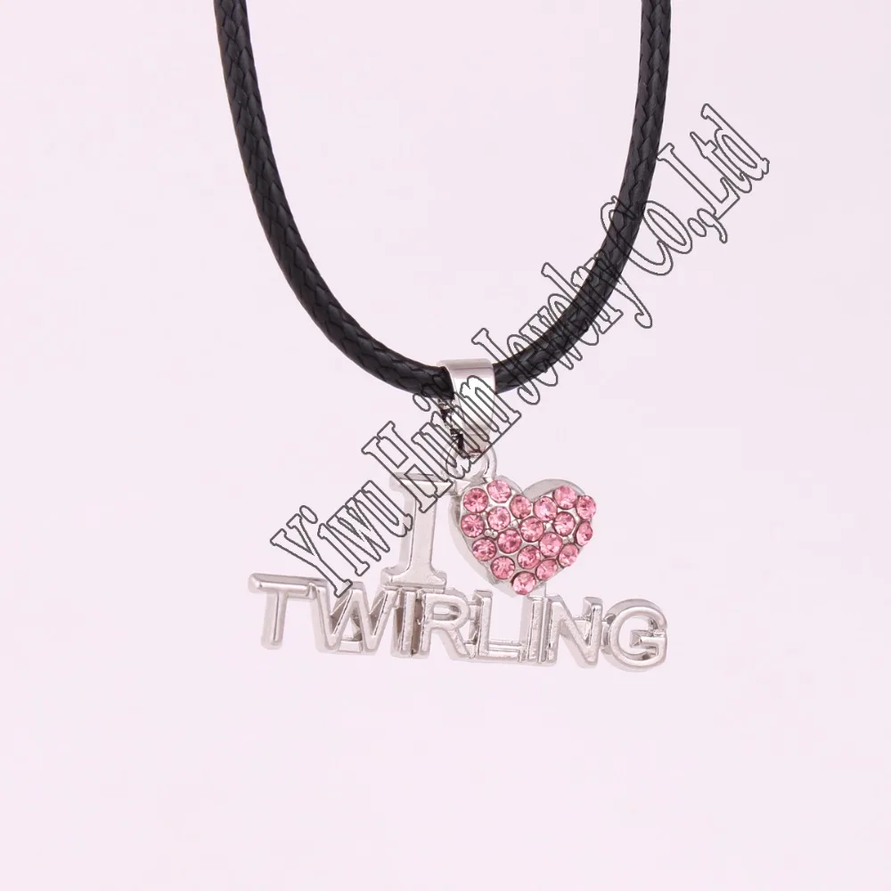 Сплав цинка усеяна сверкающими кристаллами Я ЛЮБЛЮ КРУТИТЬ ожерелье веревку