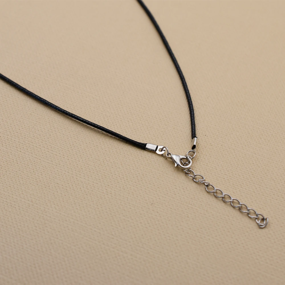 

100pieces Waxed Cotton 1.5mm Wax Cord Thread Black Color Necklace Cords 45cm + 7cm Jewelry chain necklace cord