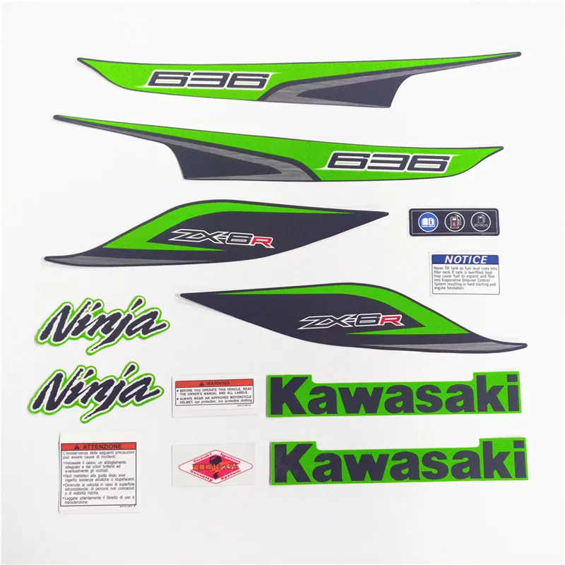 Зеленый Мотоцикл для Kawasaki NinjaZX6R 13 Ninja ZX 6R 2013 ZX6R стикер обтекатель комплект аппликация Высокое качество весь автомобиль наклейка - Цвет: Зеленый
