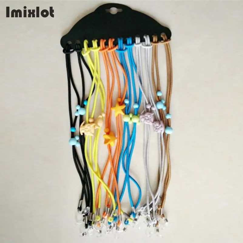 Imixlot, 12 шт./лот, разноцветные эластичные очки, шнур банджи, солнцезащитные очки для детей, шнурок для очков, ремешок на шею