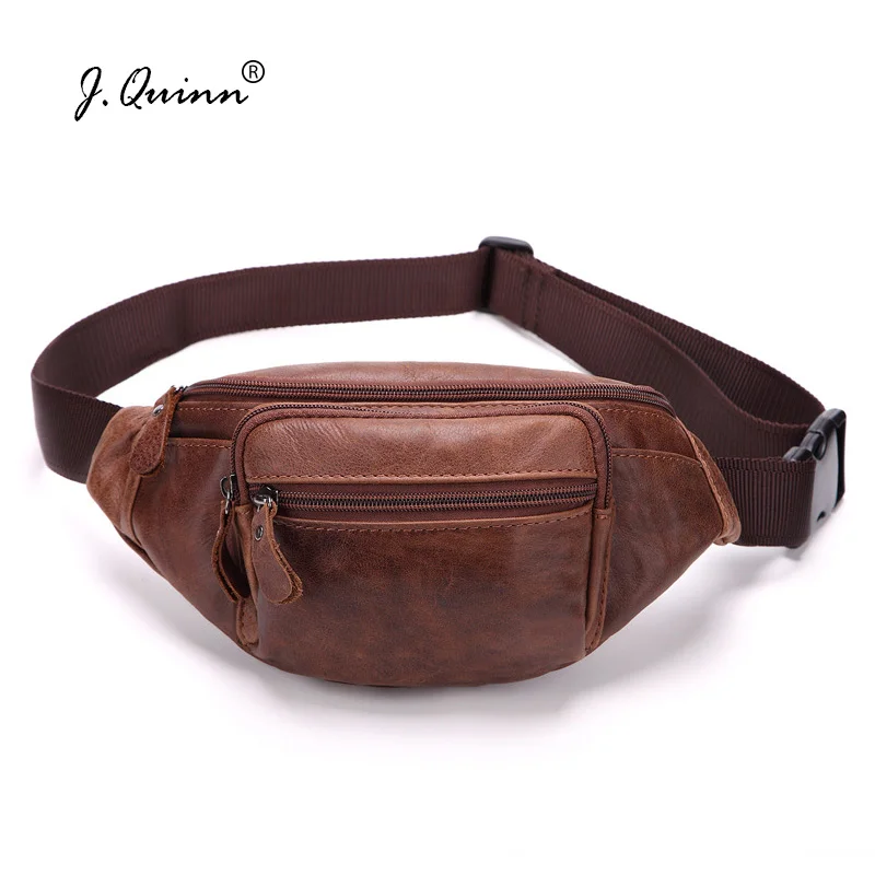 

J.Quinn Men WaistPacks Genuine Leather Waist Bag Male Travel Waist Pack Fanny Pack Belt Bag Phone Pouch Bags Small Chest Packs