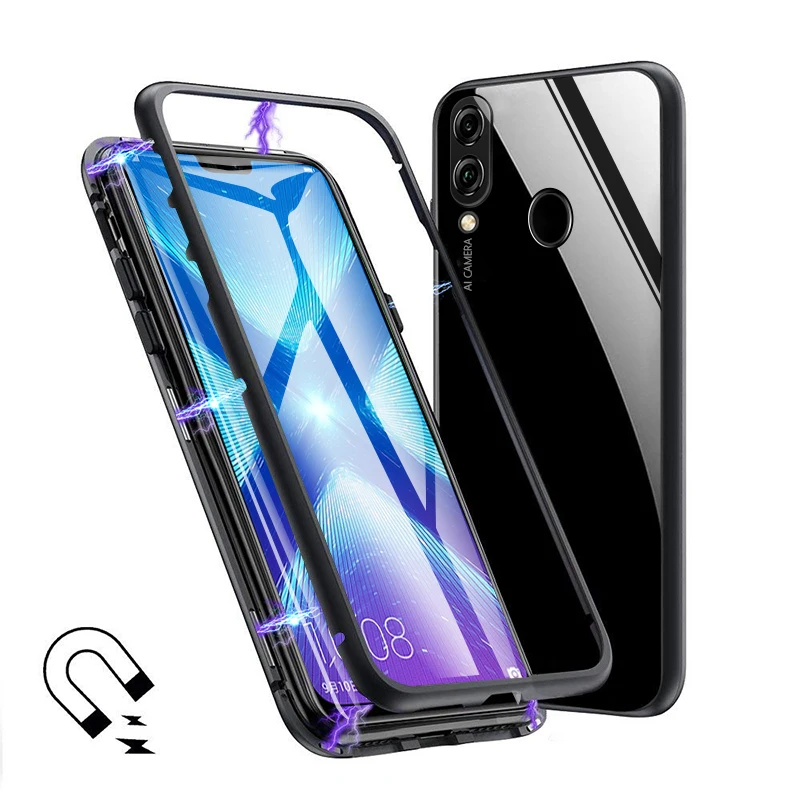 Магнитный чехол для Huawei Honor 8X металлический корпус из закаленного стекла