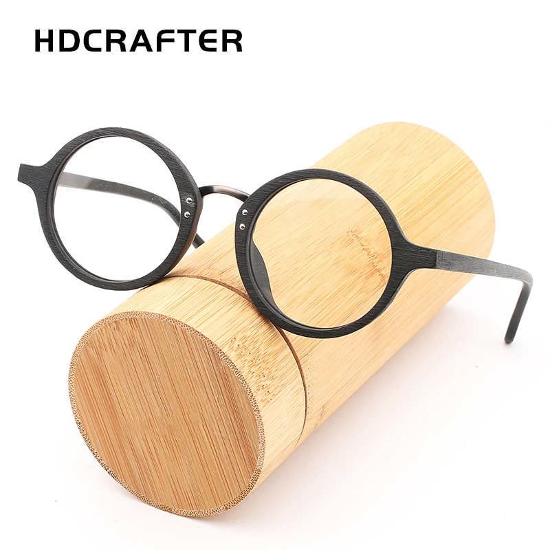 HDCRAFTER деревянные оправы для очков для мужчин унисекс круглые прозрачные линзы очки ретро очки Рамка высокое качество