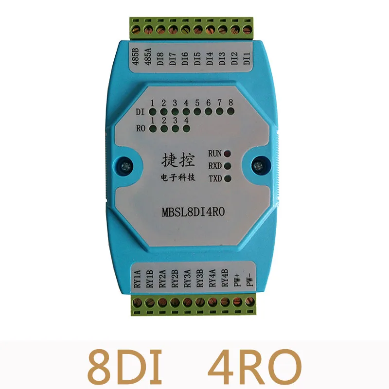 

8DI4RO Remote IO data acquisition module 8 road digital input 4 road relay isolated output module MODBUS RTU communication RS485