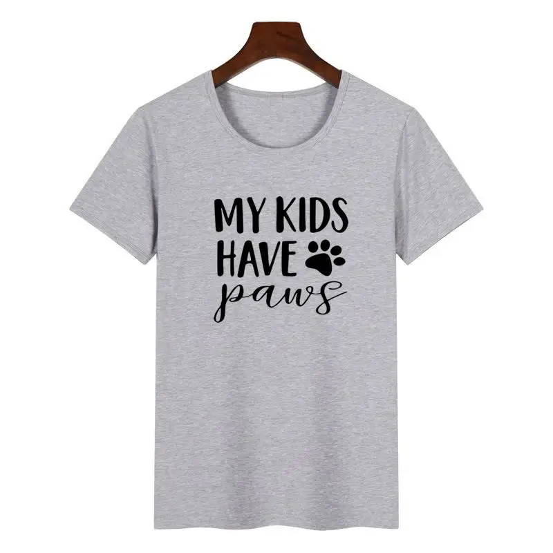 

2018 Summer Women's New T-shirt New Fashion, My Children Have Dog Paw Print Harajuku T-shirt Tops Female T-shirt Plus Size