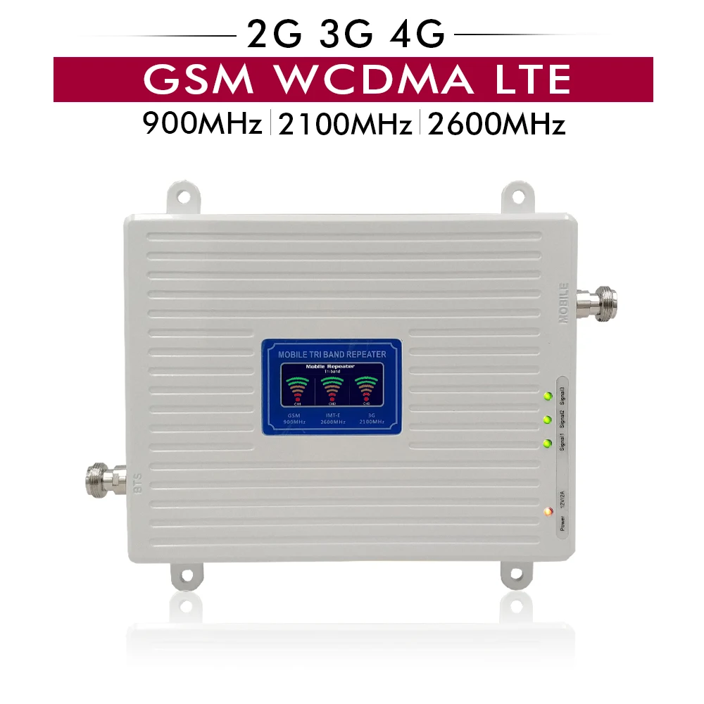 Усилитель сотового телефона 2G 3G 4G трехдиапазонный репитер с ЖК дисплеем 65 дБ GSM 900
