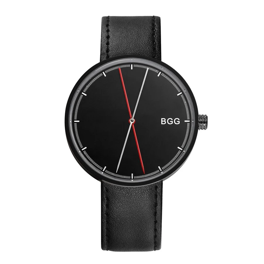 

TIke Toker BGG Men wristwatch Simple Design Leather strap fashion Stainless Steel quartz watch relojes Relogio feminino 2018 New