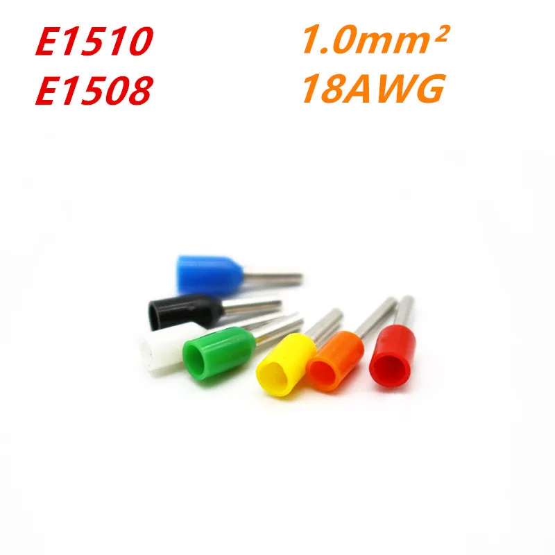 100 шт./упак. E1508 E1510 изолированных кабельных наконечников клеммной колодки конец шнура Разъем провода электрические обжимной TerminatorE1508 E1510