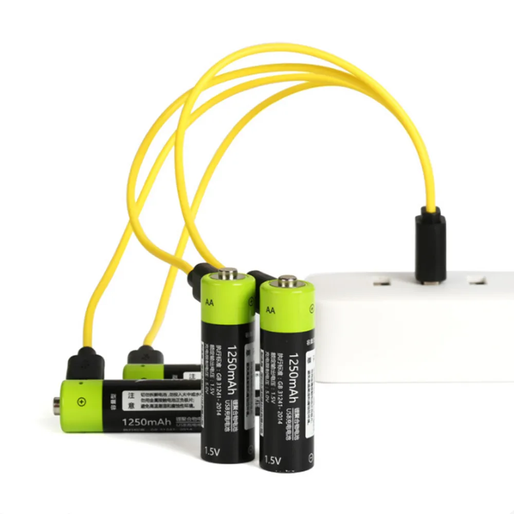ZNTER 1,5 V AA 1250mAh перезаряжаемая литиевая батарея USB литий-полимерная батарея+ кабель Micro USB