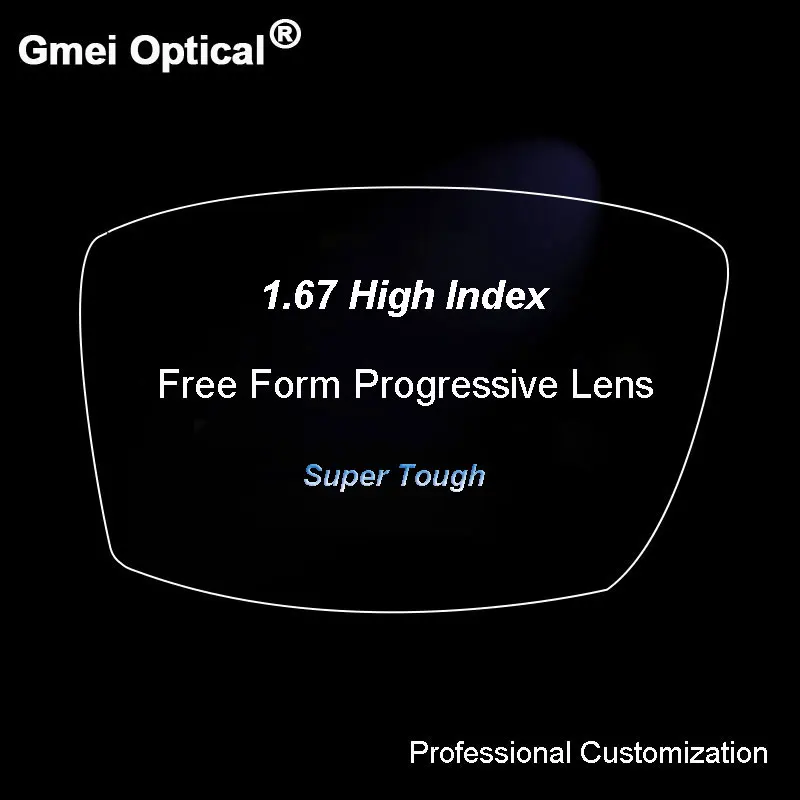 1.67 Digital Free Form Progressive No-Line Multi-Focal Prescription Customized Optical Lenses With Anti-Reflection Coating 2 Pcs