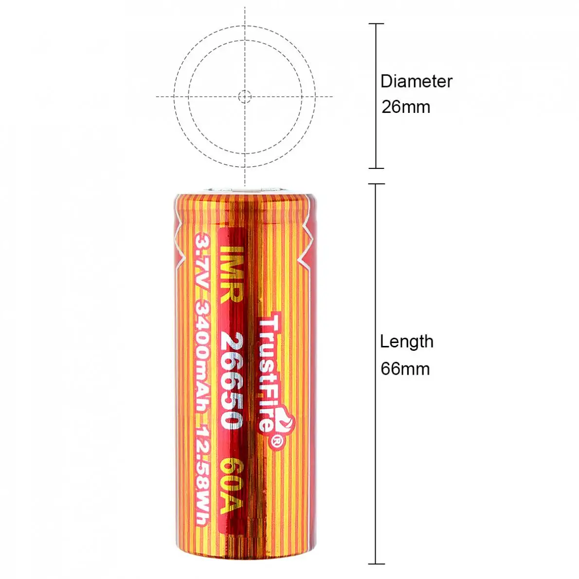 TrustFire 2шт IMR 26650 3 7 V 3400mAh литий-ионная аккумуляторная батарея с предохранительным