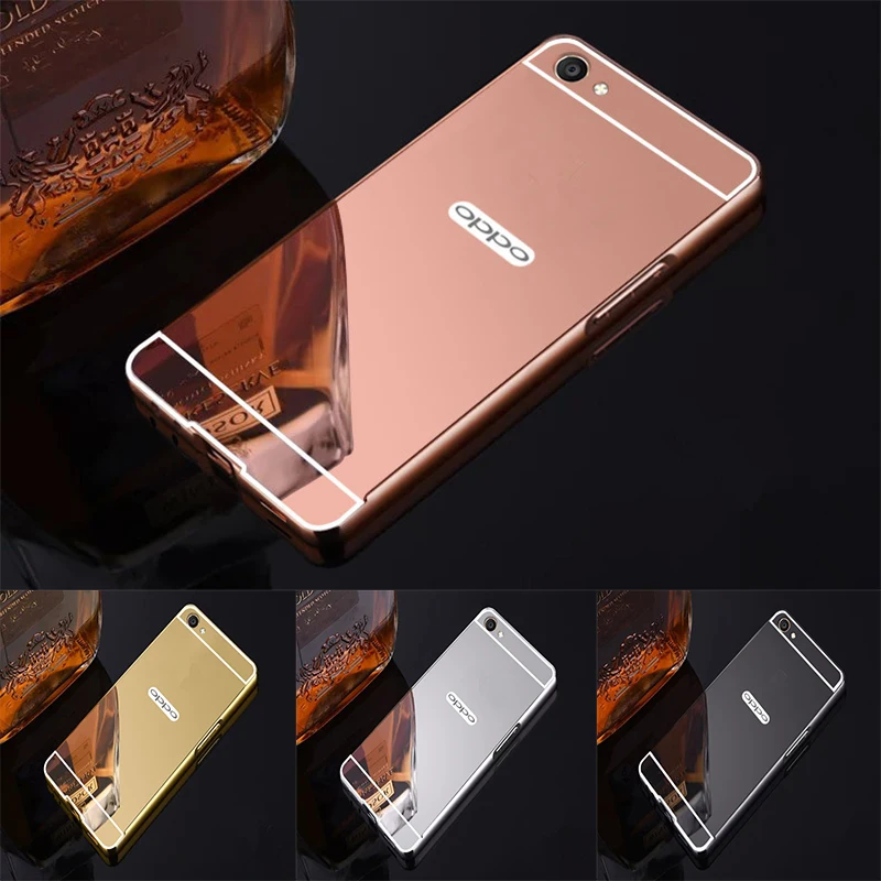 Роскошные розово Золотые Зеркальные Чехлы для OPPO A83 Алюминиевая Рамка