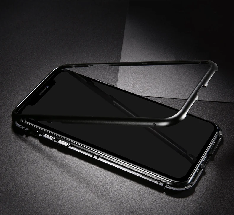 Магнитная адсорбции флип чехол для телефона iPhone X задняя закаленное Стекло +