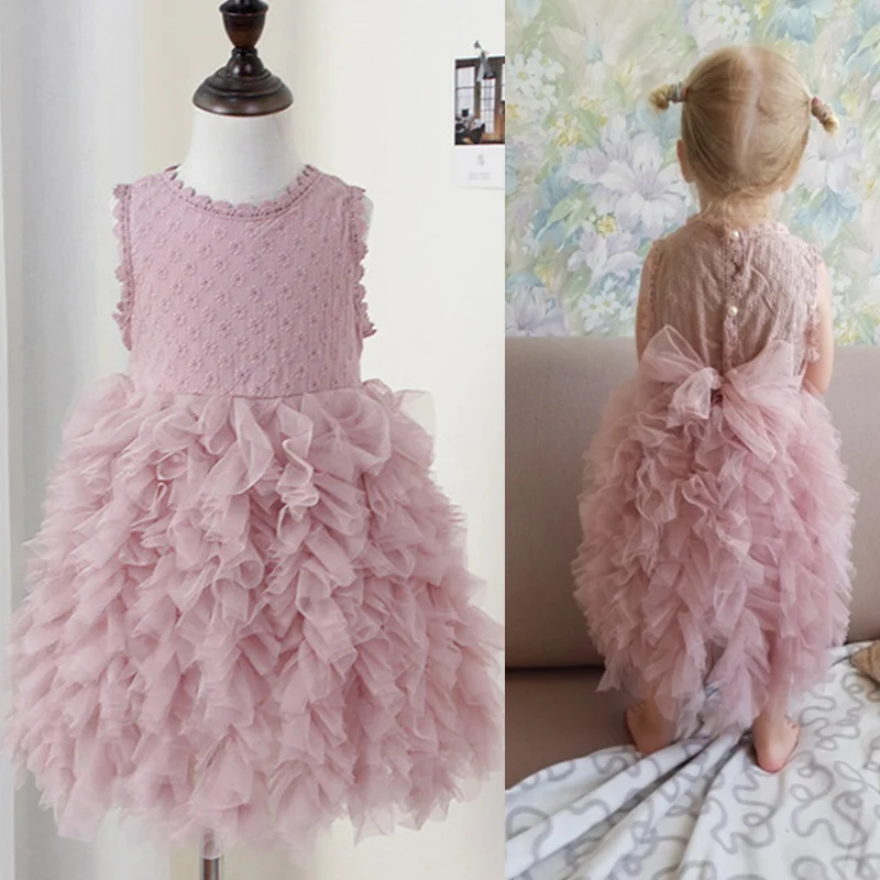 2019 Summer Lace Girls Dress Wedding Evening Kids Fluffy Flower Princess Cake Smash Dresses Children Clothing Baby Girl Clothes | Детская
