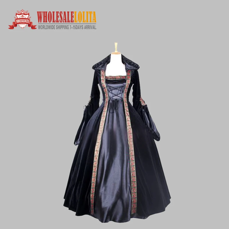 Черный вельветовый в готическом стиле и шелкоподобный костюм ведьмы на