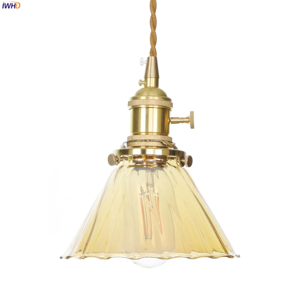 IWHD Nordic Glass Copper Pendant Light Fixtures Dinning Living Room Edison Vintage Hanging Lamp Hanglamp Suspension Luminaire | Лампы и