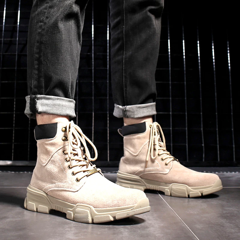 men's boots leather warm military big size Korean version of the British wind men |