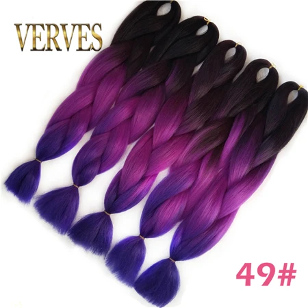 VERVES плетеные волосы, 1 шт., 24 дюйма, вязанные крючком огромные косички, 100 г/шт., синтетические, Омбре, Жаростойкие Волокна, волосы для наращивания, розовые - Цвет: #26