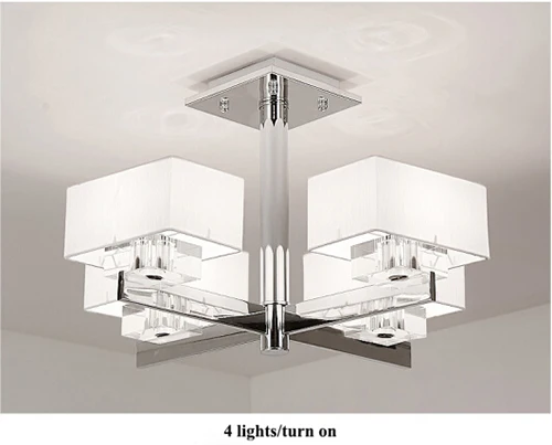4 lights-S size Современный, хромированный, металлический светодиодный потолочный светильник для гостиной s тканевые Абажуры для столовой светодиодный потолочный светильник для гостиной потолочный светильник - Цвет корпуса: 4 lights-S size