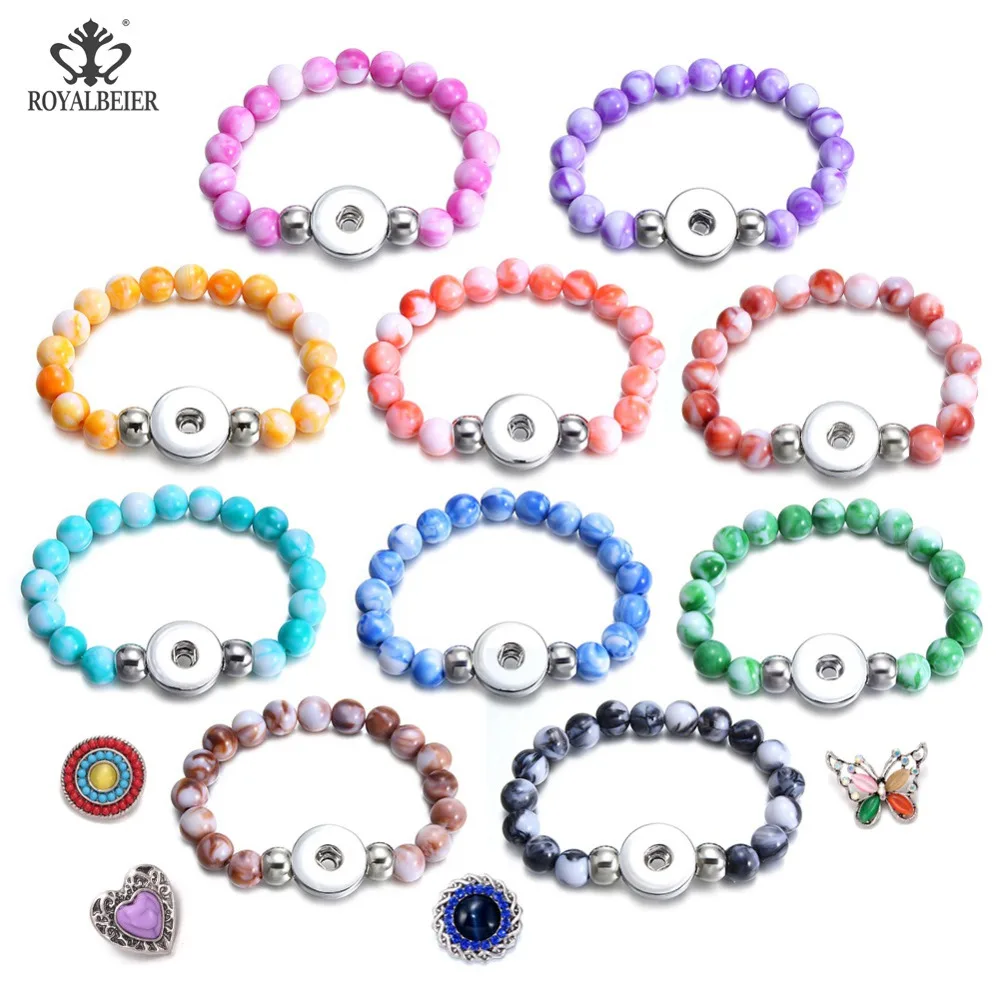 Горячая Распродажа регулируемый стеклянный браслет RoyalBeier с бусинами 18 мм