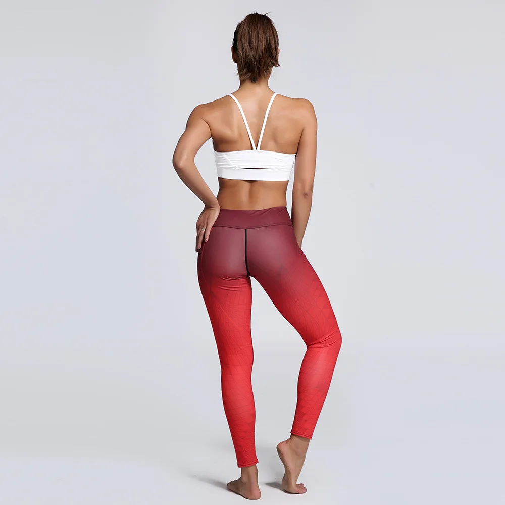Спортивные Леггинсы с эффектом пуш ап красные модные эластичные облегающие
