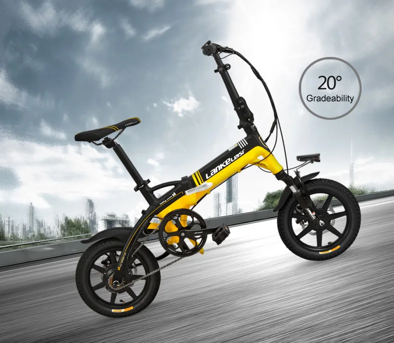 36 В 8.7Ah скрытый аккумулятор Ebike, портативный 14 дюймов складной электрический велосипед, интегрированное колесо, 5 класс помощи, дисковый тормоз