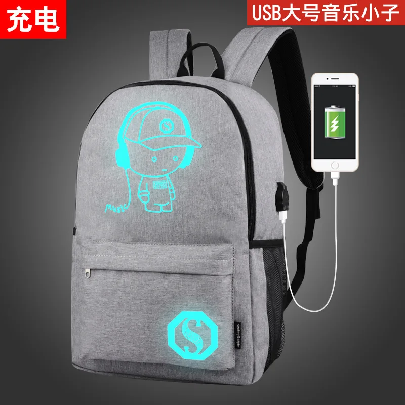 004--L--USB Модный рюкзак для студентов, ночная анимация, школьная сумка для мальчиков и девочек, рюкзак для ноутбука с USB зарядкой - Цвет: 004--L--USB