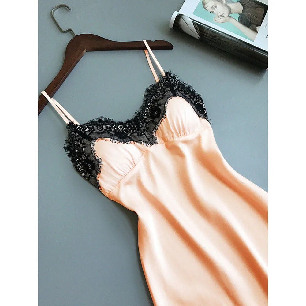 Шелковое кружевное нижнее белье Babydoll ночное для женщин ночная рубашка