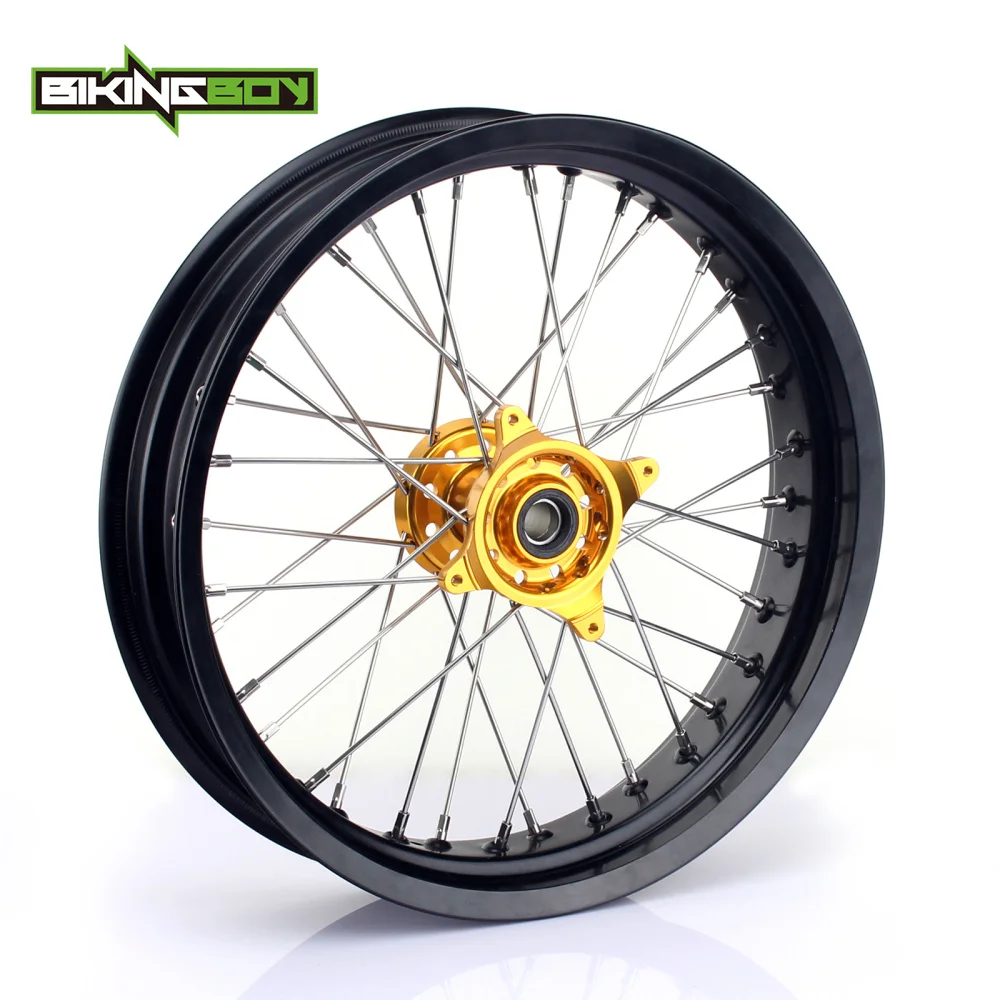 BIKINGBOY 17 &quotSupermoto полный комплект переднее заднее колесо обод Золотая ступица для