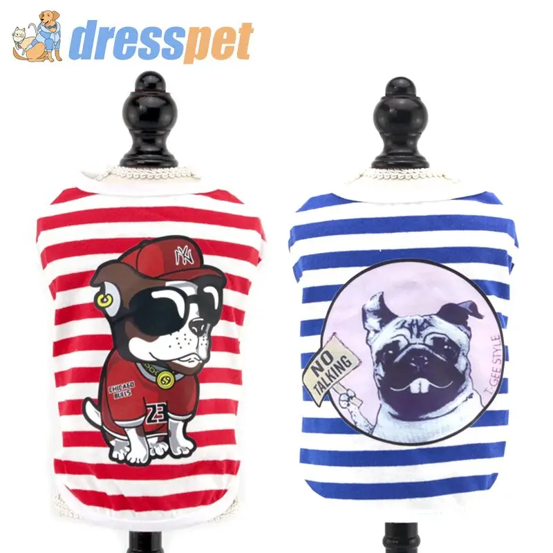 DRESSPET футболка для собак Летняя одежда тонкий хлопок дышащий жилет рубашка для маленьких собак Французский бульдог одежда для домашних животных