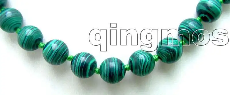 Beautiful Big 10mm Round Green Multicolor Stripe stone 18&quot necklace-nec5727 | Украшения и аксессуары