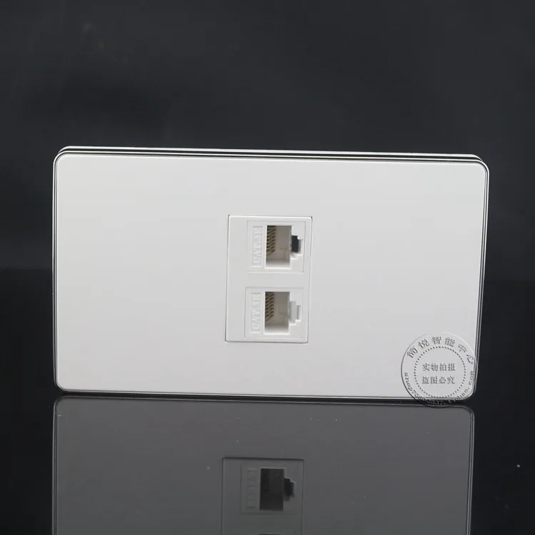 120 мм Настенная розетка 2 порта Двойная сеть LAN RJ45 Cat5e панель передней панели