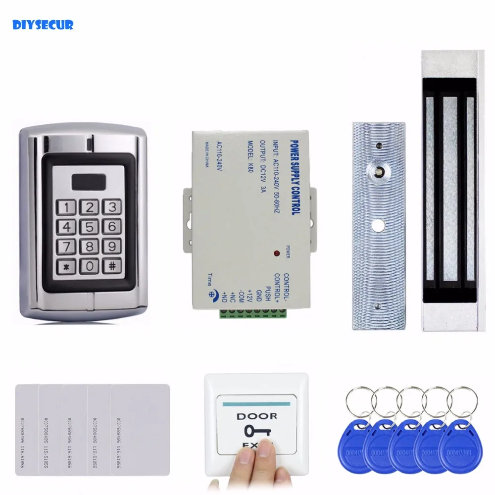 DIYSECUR 180 кг магнитный замок 125 кГц RFID EM ID кард ридер Passwork металлическая клавиатура