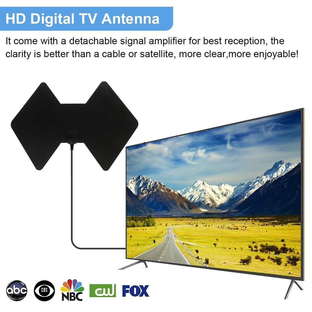 Внутренняя цифровая ТВ Антенна 150 милей УКВ UHF Freeview DVB-T Антенна Усилитель сигнала Усилитель ТВ приемник HDTV tv Fox серфинговые антенны