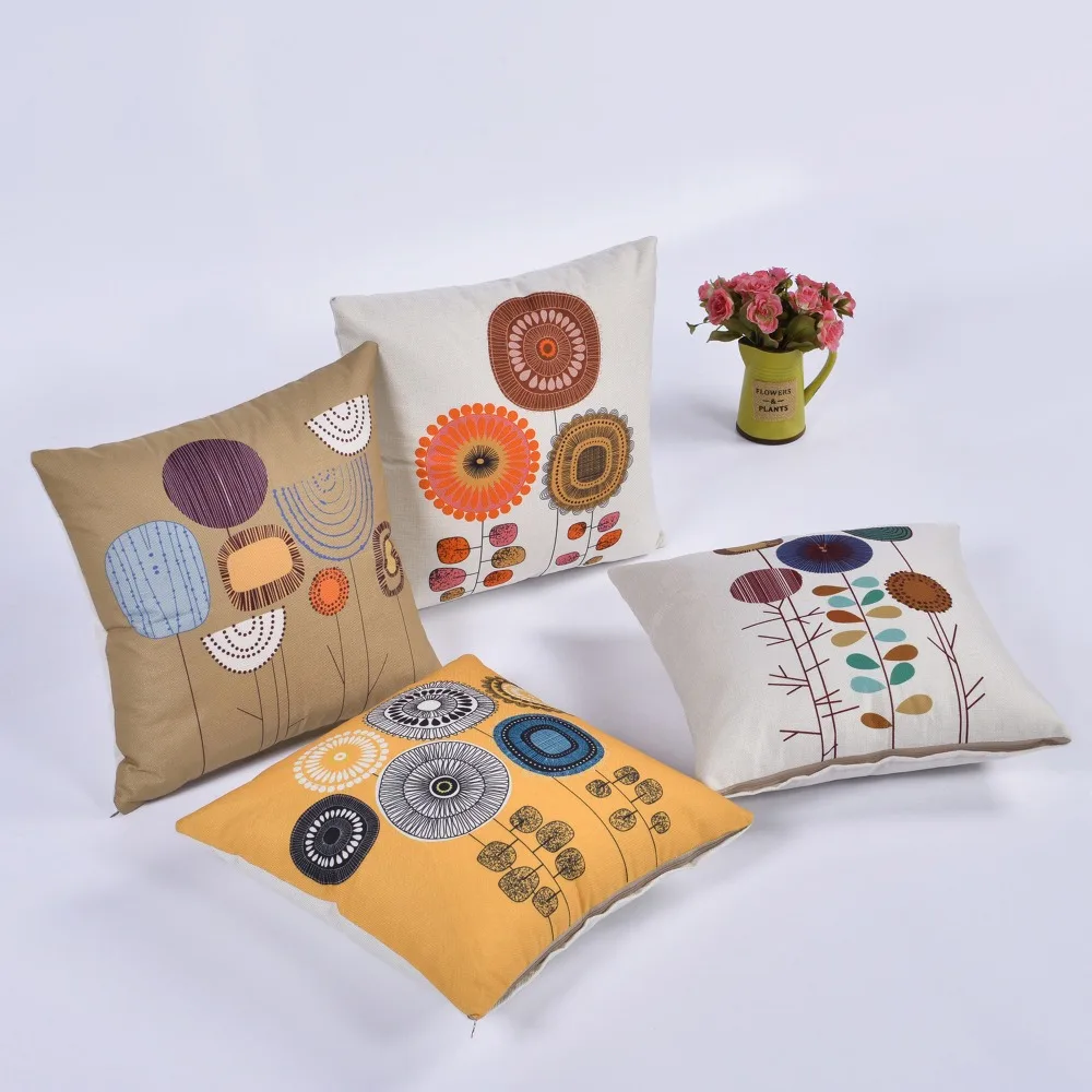 Стильный желтый мягкий чехол для подушки декоративный цветочный узор диванной