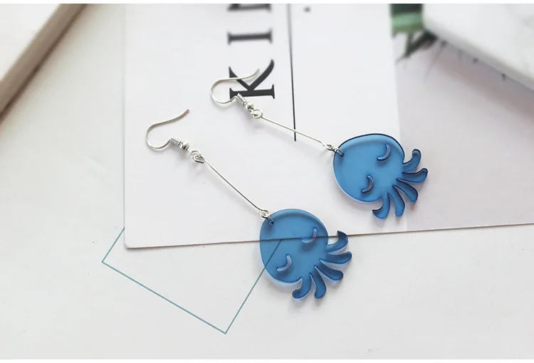 Fashion Acrylic Cute Blue Whale Octopus Drop Earrings Creative Lovely Marine Animals Sweet Jewelry Gift for Woman Girl | Украшения и