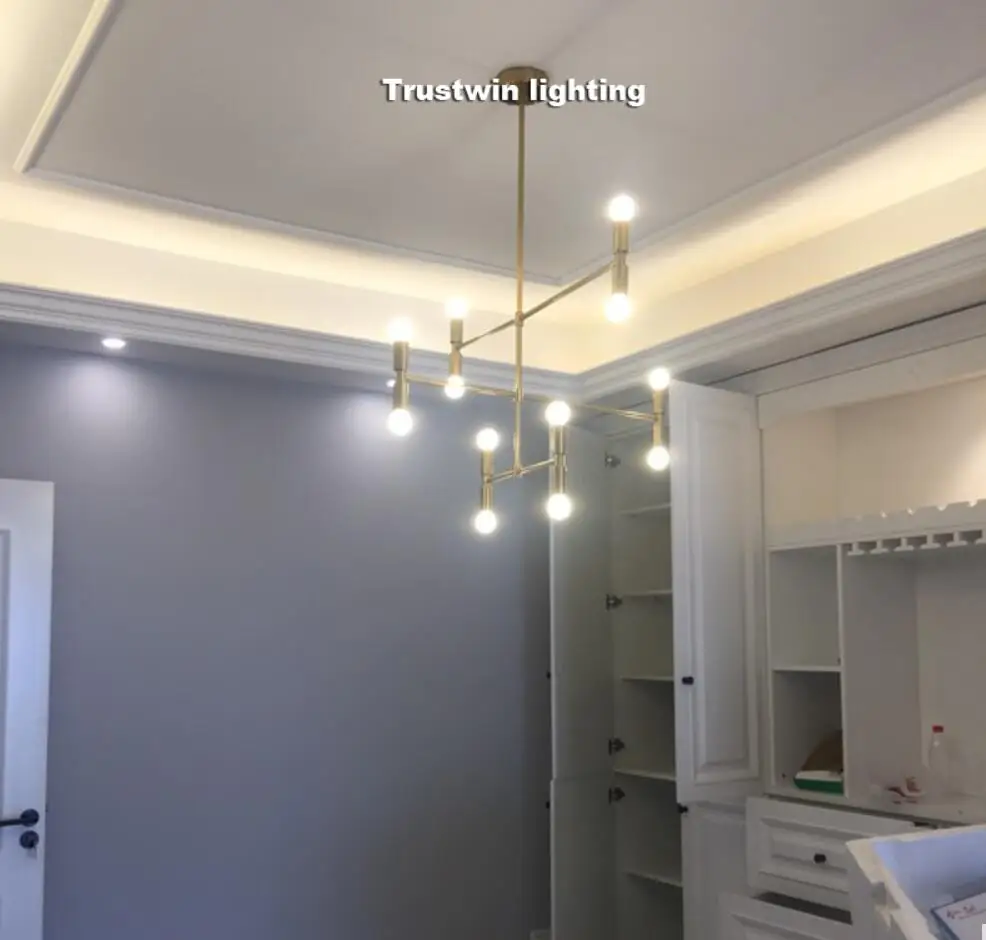 12 ламп линейный вращающийся простой подвесной светильник лампа для гостиной